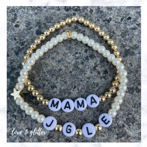 Glass Pearl Initial Bracelet