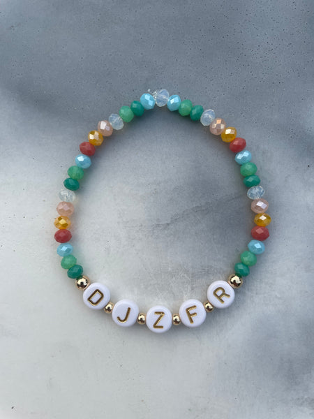 Coloured Crystal Initial/Name Bracelet