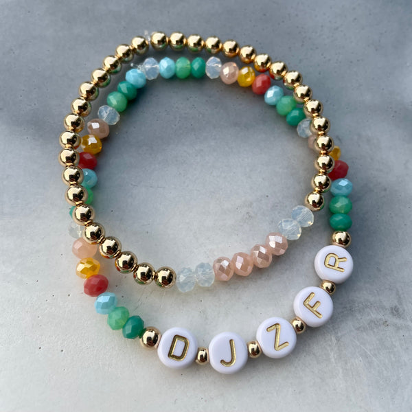 Coloured Crystal Initial/Name Bracelet